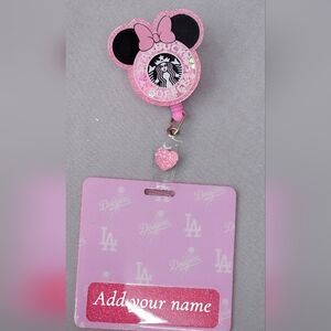 Starbucks Pink Glitter Badge Holder